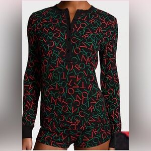 Victoria's Secret Black and Red Letter Print Pajama Set